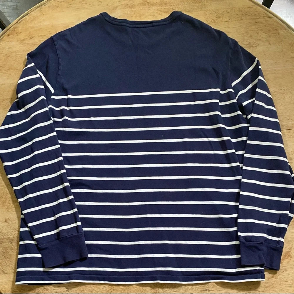 Polo Ralph Lauren Men’s XL French Navy/Nevis Pinstripe Long Sleeve Breton‎ Shirt